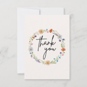 Carte De Remerciements Couronne de fleurs sauvages aquarelle