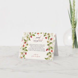 Carte De Remerciements Couronne de fleurs sauvages de fraises douces roug