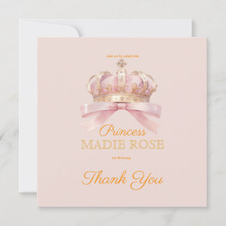 Carte De Remerciements Couronne de princesse rose anniversaire de conte d