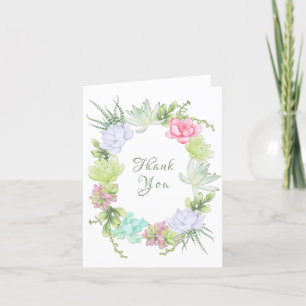 Carte De Remerciements Couronne de verdure succulente pour la douche de l