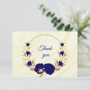 Carte De Remerciements couronne d'or bleu royal