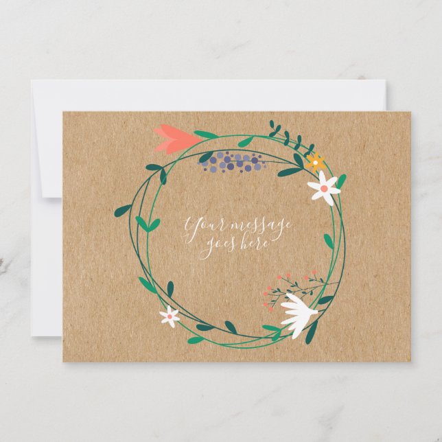 Carte De Remerciements Couronne florale printanière fraîche rustique (Devant)