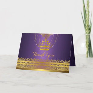Carte de remerciements Couronne violet et or