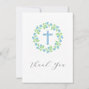 Carte De Remerciements Couronnes de fleurs aquarelles Forget Me Nots & Cr
