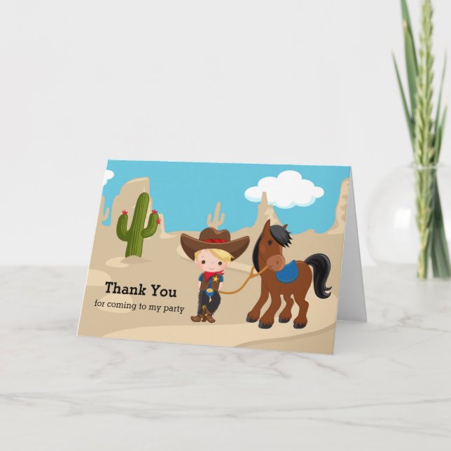 Carte De Remerciements Cowboy (Devant)
