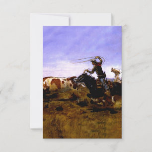 Carte De Remerciements "Cowboys Roping a Steer" par Charles M Russell