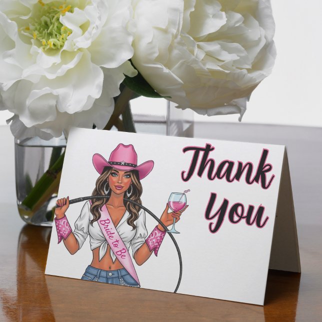 Carte De Remerciements Cowgirl Bachelorette Party Whihid Wine & Wild Time (Cowgirl Bachelorette Party Whips Wine & Wild Times Thank You Card
)