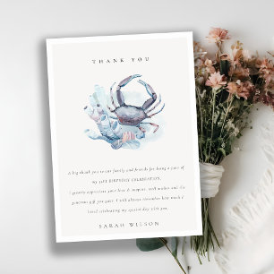Carte De Remerciements Crabe sous-marin corail nautique anniversaire tout