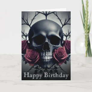 Carte De Remerciements Crâne de mort gothique et Sigile florale Rose