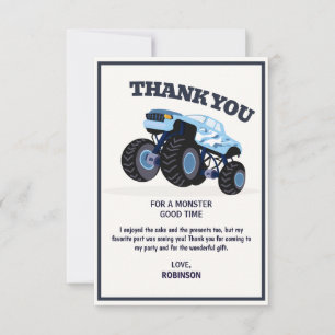 Carte De Remerciements Crash Smash - Moderne Blue Monster Truck Anniversa