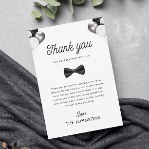 Carte De Remerciements Cravate Retro Bow et Balloons Baby shower garçon M
