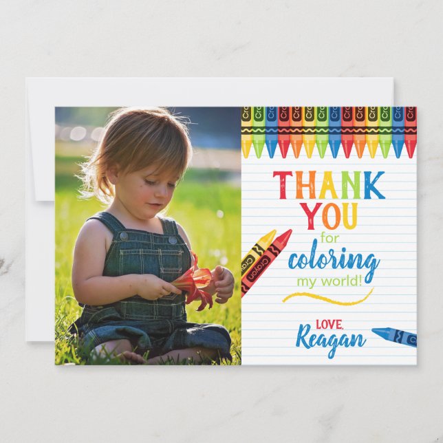 Carte De Remerciements Crayons colorés Anniversaire de enfant (Devant)