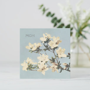 Carte De Remerciements Crème Azalea Fleurs Monogramme
