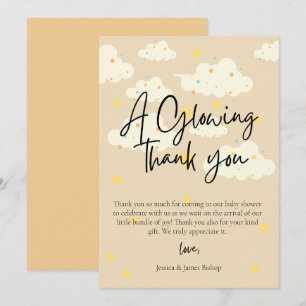 Carte de remerciements crème Baby shower Lune et é