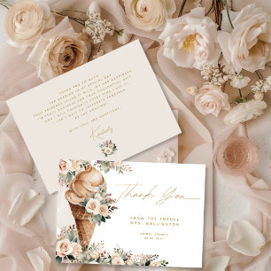 Carte De Remerciements Crème De Glace Rachetée Fête des mariées Florale B