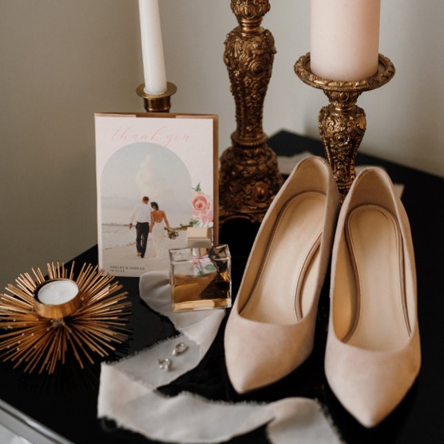 Carte De Remerciements Crème et Rose | Romantic Spring Florals Mariage (Créateur téléchargé)