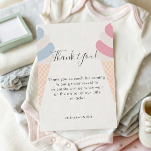 Carte De Remerciements Crème glacée mignonne Pastel Couleur Sexe Révélati