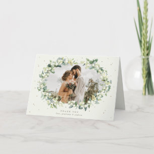 Carte De Remerciements Crème Snowberry+Eucalyptus Photo Mariage