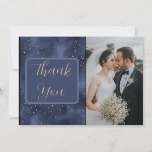 Carte De Remerciements Crescent Moon Starry Night Navy
