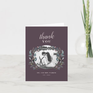 Carte De Remerciements Crest jardin   Mauve Purple Floral Mariage Photo