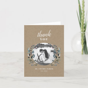 Carte De Remerciements Crest jardin   Rustic Kraft Floral Mariage Photo