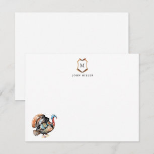 Carte De Remerciements Crête avec oiseau dindon monogrammé