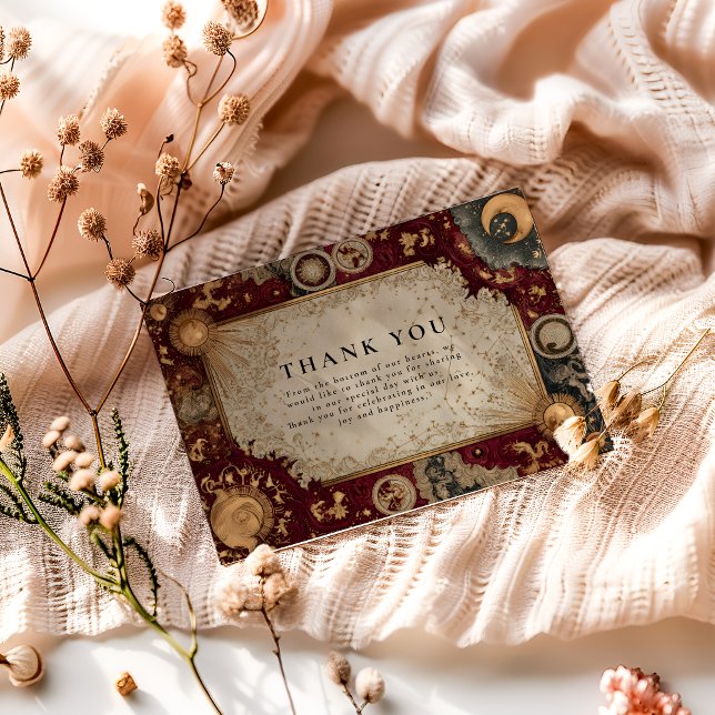 Carte De Remerciements Crimson Celestial Baroque Wedding (Créateur téléchargé)