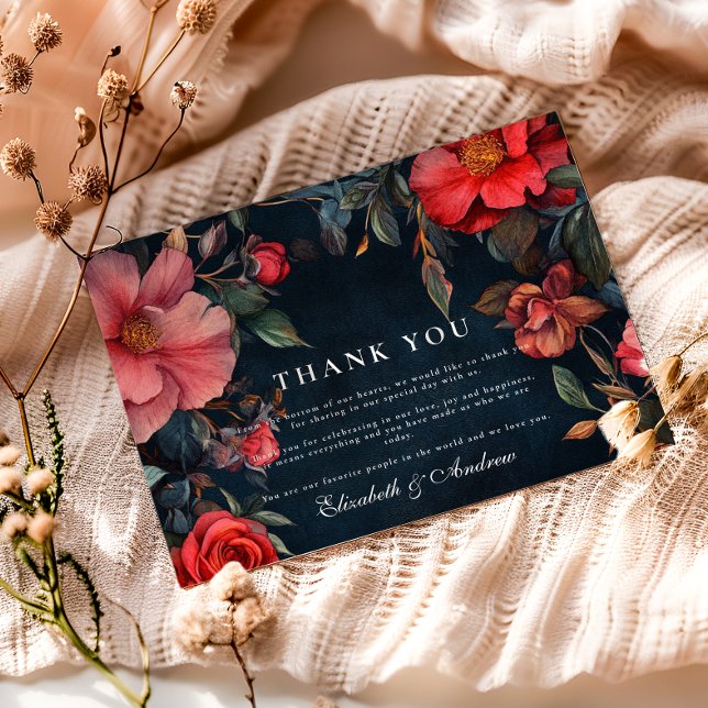 Carte De Remerciements Crimson Noir Mariage (Créateur téléchargé)