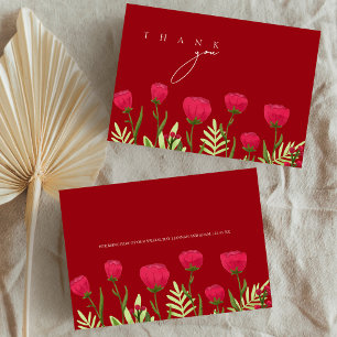 Carte De Remerciements Crimson Red Poppies Fleur sauvage Mariage