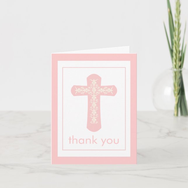 Carte de remerciements croisé rose doux (Devant)
