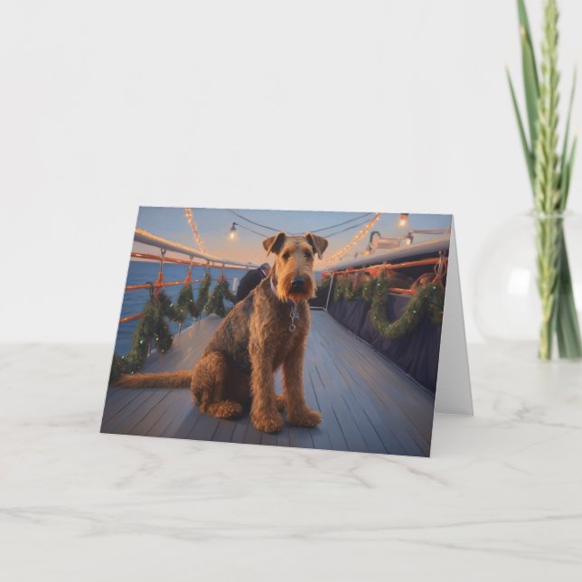 Carte De Remerciements Croisière de Noël Airedale : Un délice de vacances (Devant)