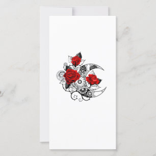 Carte De Remerciements Croissant mécanique avec roses rouges