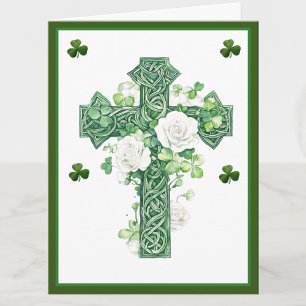 Carte De Remerciements Croix Celtique irlandaise catholique shamrock