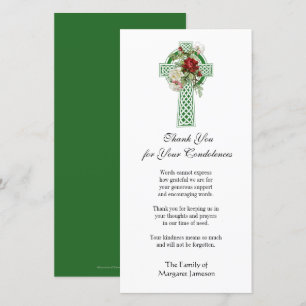 Carte De Remerciements Croix celtique irlandaise Condolence religieuse Ro