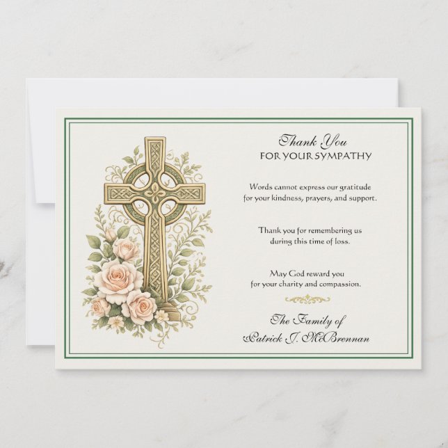 Carte De Remerciements Croix celtique irlandaise mémorielle remerciements (Devant)