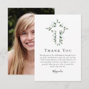 Carte De Remerciements Croix d'Eucalyptus Confirmation