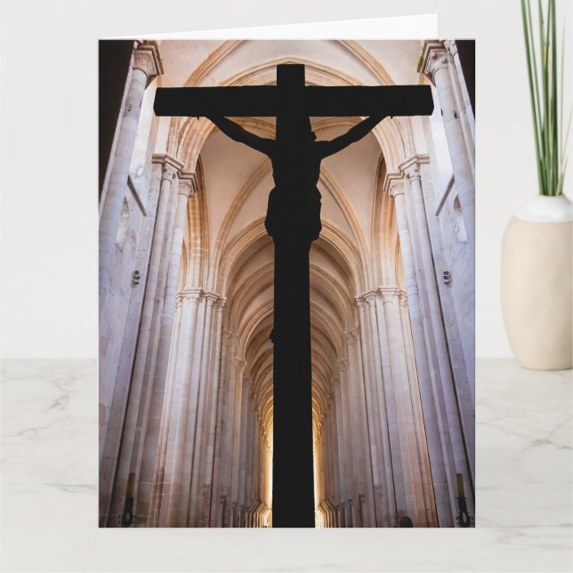 Carte De Remerciements Crucifix avec Jésus-Christ. Abbaye gothique d'Alco (Devant)