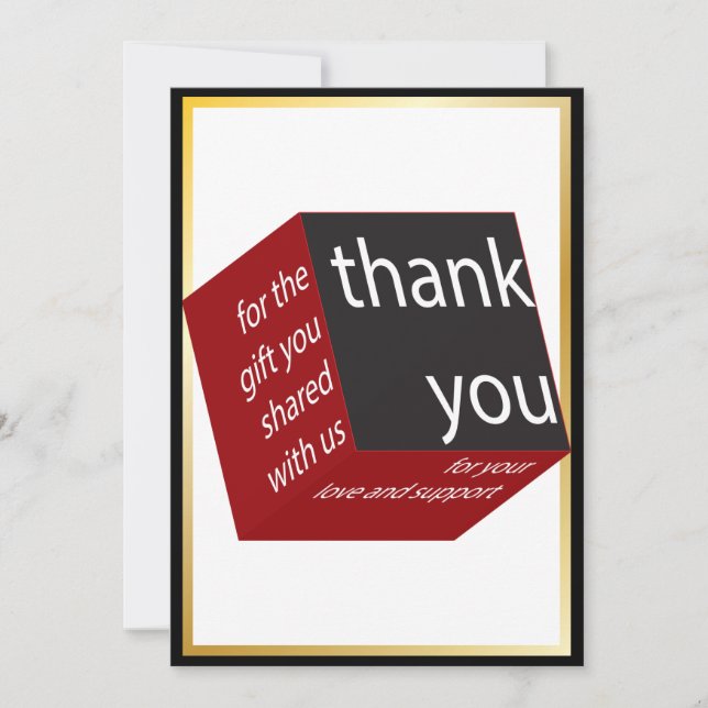 Carte De Remerciements Cube géométrique rouge | Cadeau Mariage de haute t (Devant)
