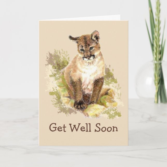 Carte De Remerciements Cuire Cougar Cat Cub Reprendre Bien Reposer (Devant)