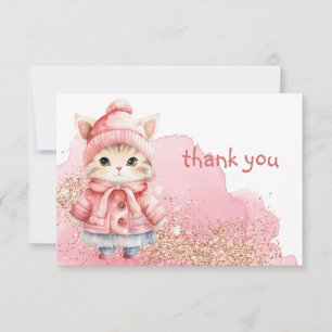 Carte De Remerciements Cuisine Aquarelle Kitty Chat Chat Hiver