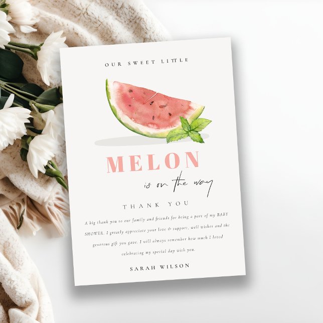 Carte De Remerciements Cuisine Notre Petit Melon Aquarelle Baby shower ro (Créateur téléchargé)