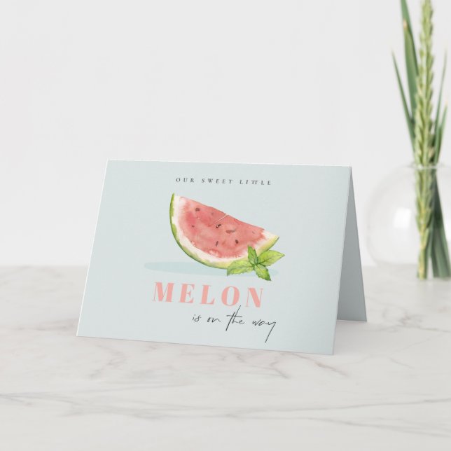 Carte De Remerciements Cuisine Notre Petit Melon Baby shower Aquarelle Bl (Devant)