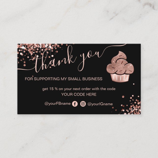 Carte de remerciements Cupcake Bakery Chef pâtissi (Devant)