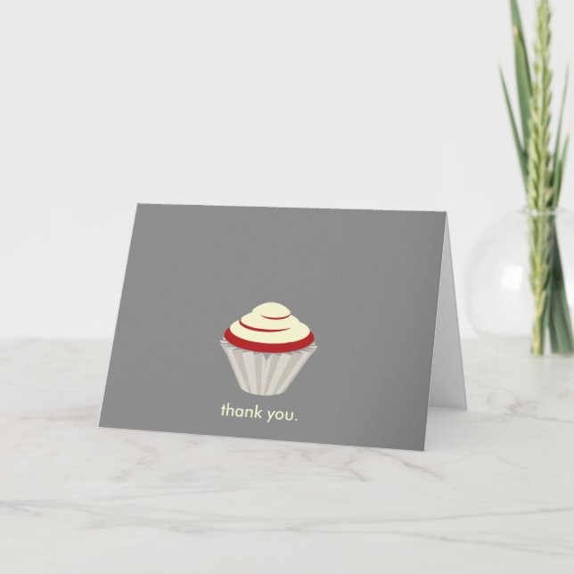 Carte de remerciements Cupcake de velours rouge (Devant)