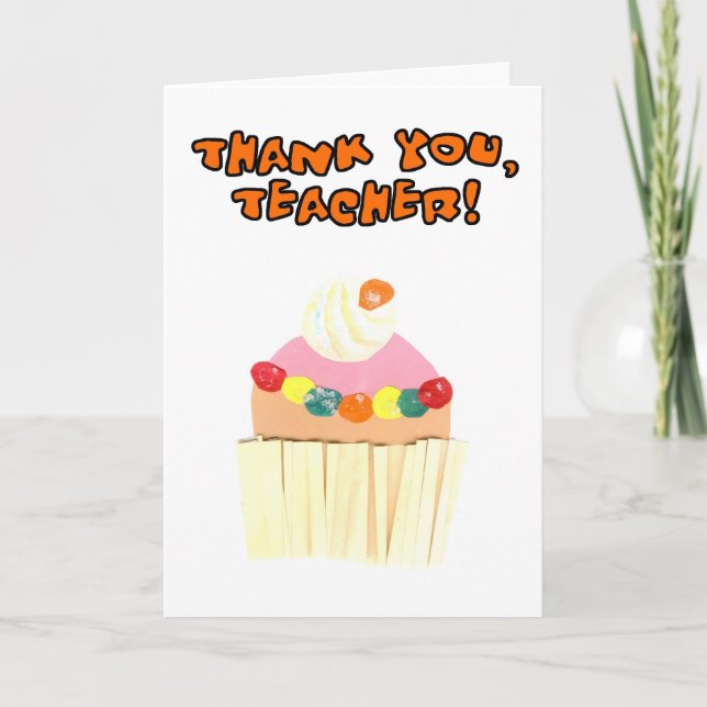 Carte De Remerciements "Cupcake" Thank You Teacher (Devant)