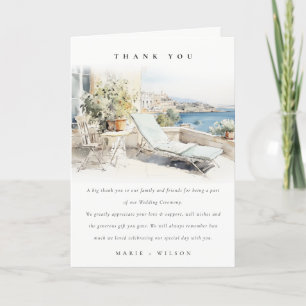 Carte De Remerciements Curfu Grèce Mariage de paysage aquarelle