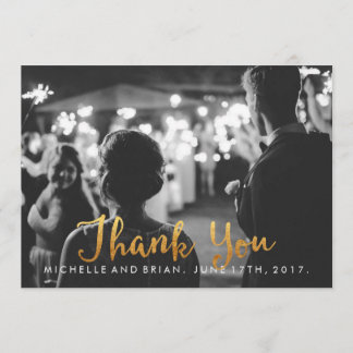 Carte de remerciements cursif de photo de mariage