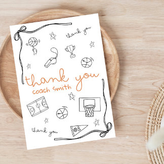 Carte De Remerciements Custom Basketball Coach Thank you Card Doodle