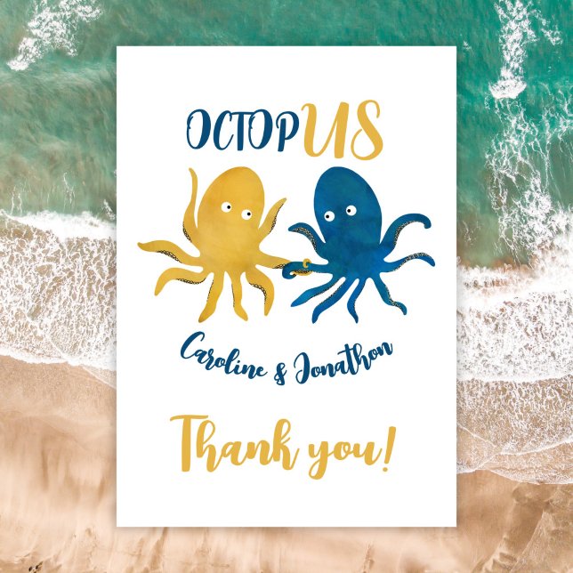 Carte De Remerciements Custom Funny Marine et Gold Ocean Octopus Mariage (Créateur téléchargé)