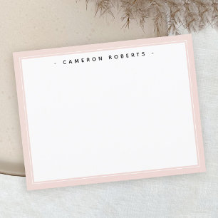 Carte De Remerciements Custom name note card light blush pink border